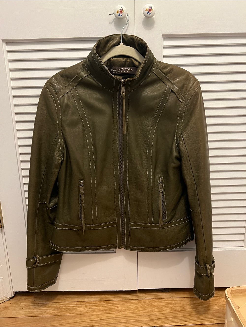 Marc New York Vintage Olive Lambskin Leather Jacket
